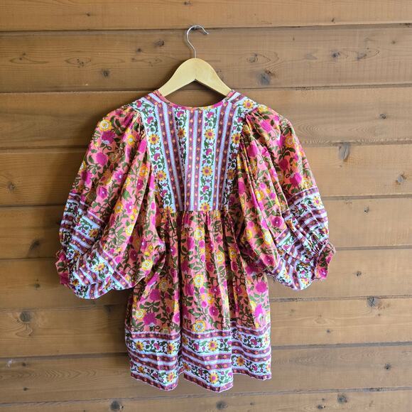 Tuckernuck Mille Thalia Top Passionfruit Billow Cotton Boho Blouse Shirt XXS - Picture 3 of 6